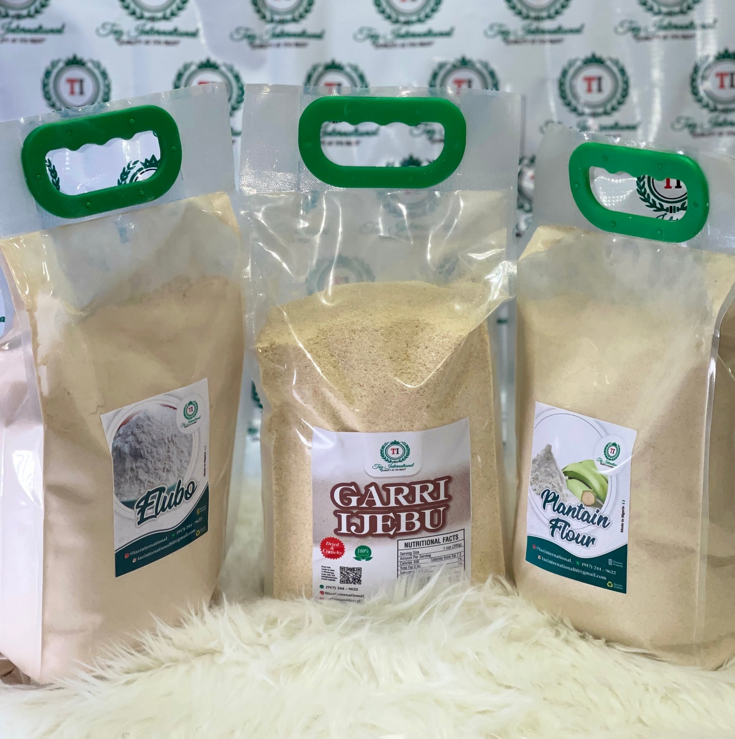 Combo Yam flour, Garri Ijebu and plantain Flour